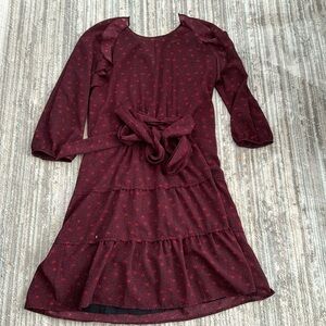 Ba&sh maroon baby doll dress with belt